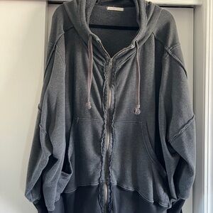 Gray Oversized Zip-Up Hoodie